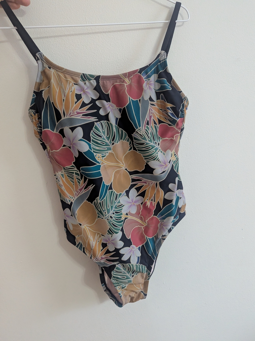 Hurley Black Floral One-Piece Swimsuit with Multicolor Tropical Print